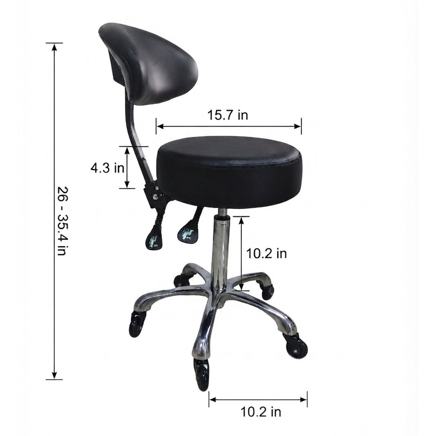 Drafting Chair with Back, Adjustable Rolling Stool with Foot Rest, PU Seat