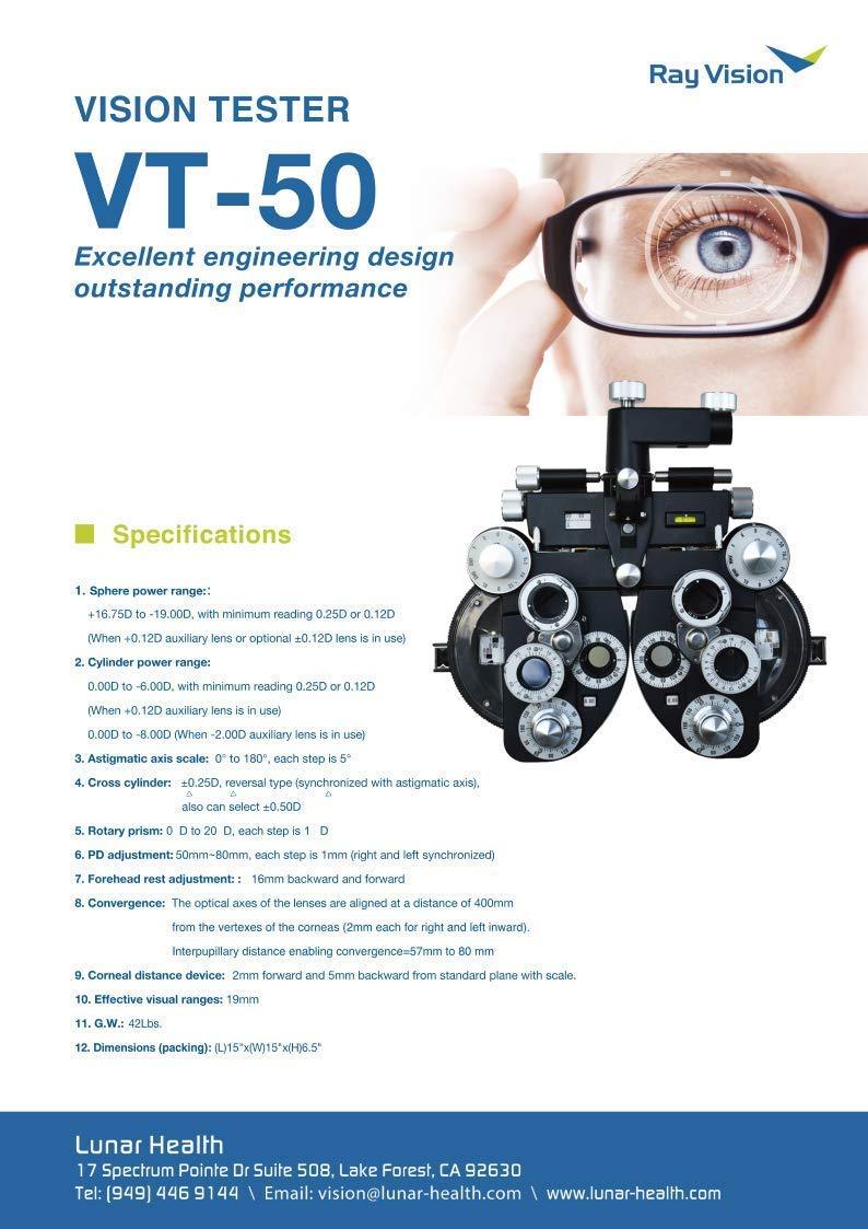 Optic Vision Tester Manual Refractor Metal Black Optical Optometry - Lunar Health Store