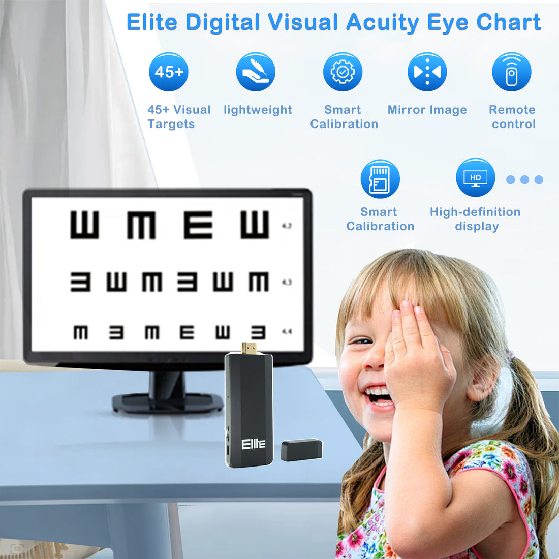 Optical Elite Vision Acuity Digital Chart Visual Targets Ophthalmic Chart with Remote Eye Test Chart Used