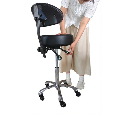 Drafting Chair with Back, Adjustable Rolling Stool with Foot Rest, PU Seat