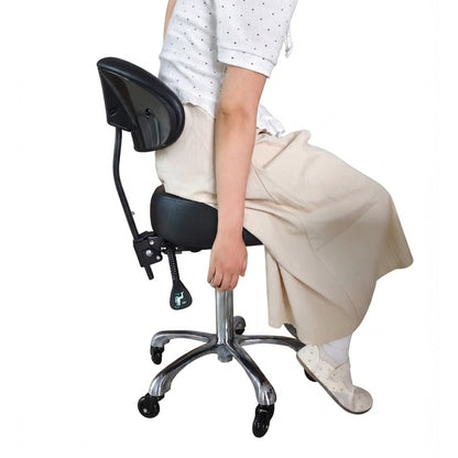Drafting Chair with Back, Adjustable Rolling Stool with Foot Rest, PU Seat