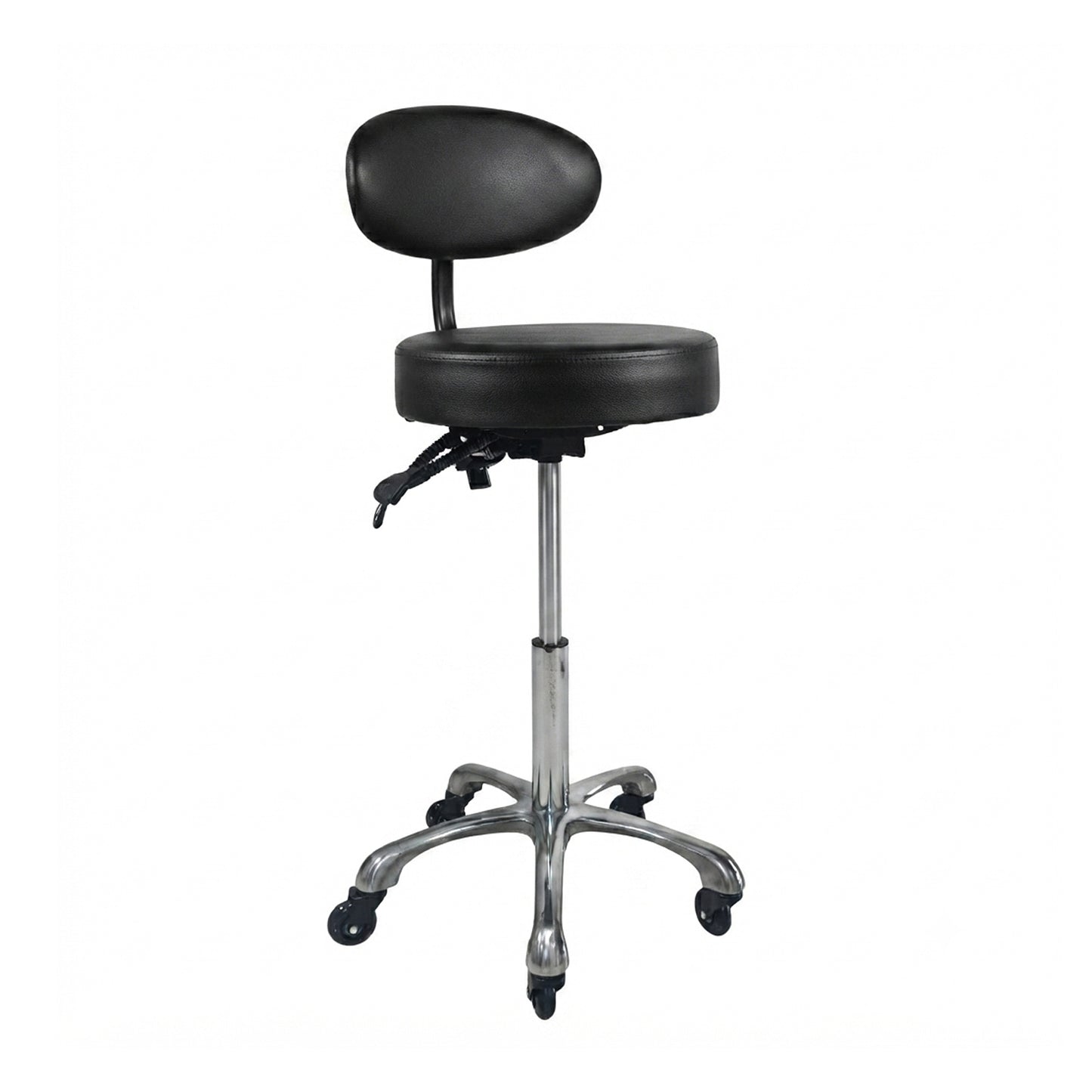 Drafting Chair with Back, Adjustable Rolling Stool with Foot Rest, PU Seat
